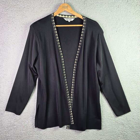 Howard Wolf Escape Cardigan XL Black VTG Metallic Trim Removable Shoulder Pads - Picture 11 of 16
